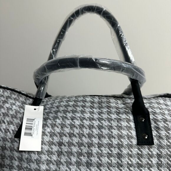 NWT Lulu Dharma Gray Houndstooth Weekender Overnight Crossbody Travel Tote - Picture 4 of 12